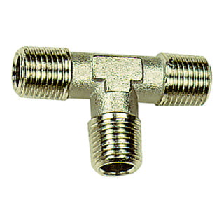 Riegler T-Stück, außen/außen/außen, R 3/4, SW 25, Messing vernickelt