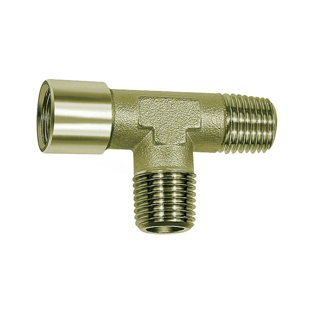 Riegler T-Stück, außen/außen/innen, G/R 3/4, SW 25, Messing vernickelt