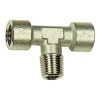 Riegler T-Stück, innen/außen/innen, G/R 3/8, SW 17, Messing vernickelt