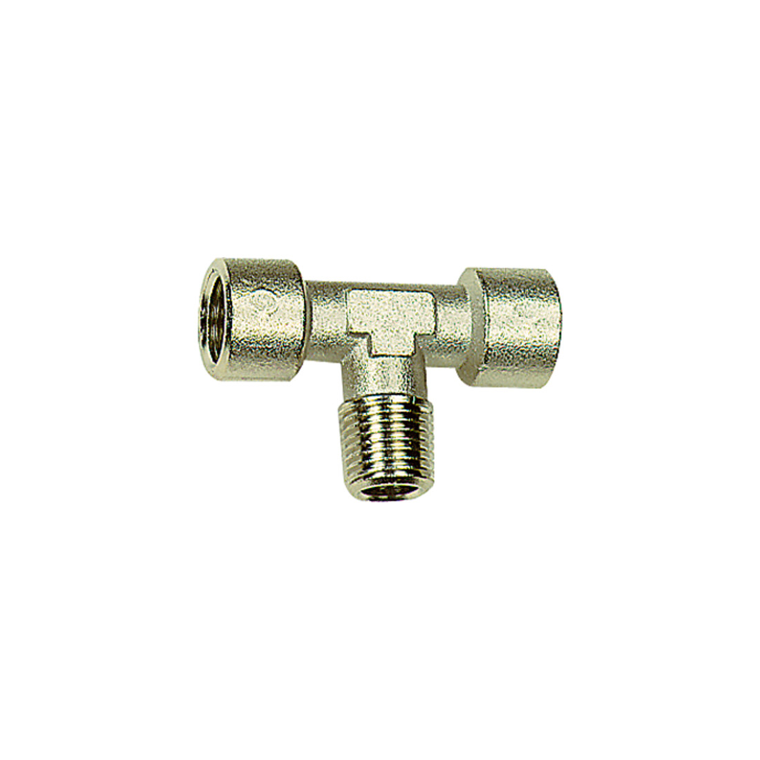 Riegler T-Stück, innen/außen/innen, G/R 3/8, SW 17, Messing vernickelt