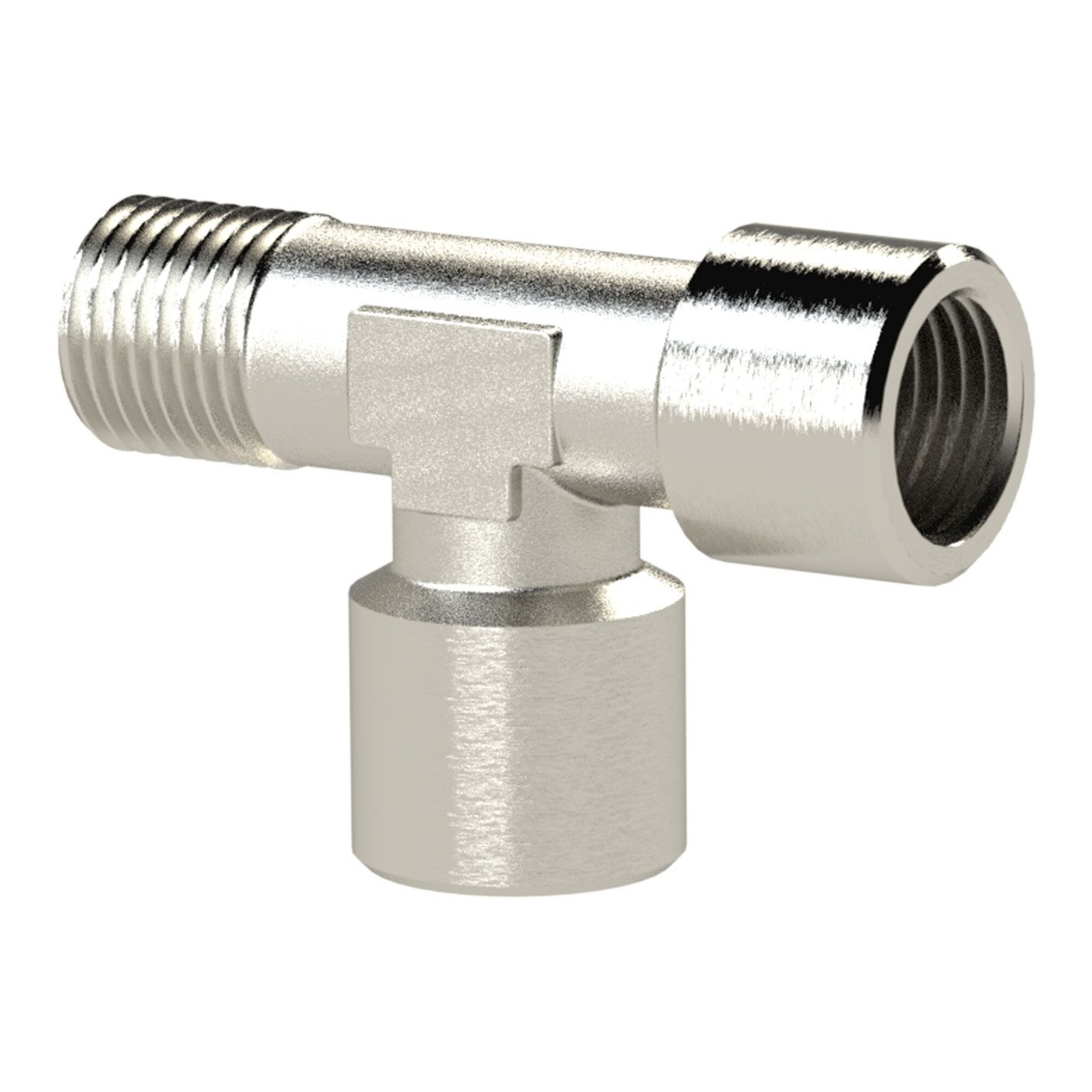 Riegler T-Stück, innen/innen/außen, G/R 1/2, SW 21, Messing vernickelt