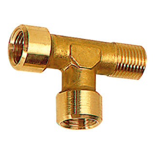Riegler T-Stück, innen/innen/außen, G/R 3/8, SW 17, Messing blank