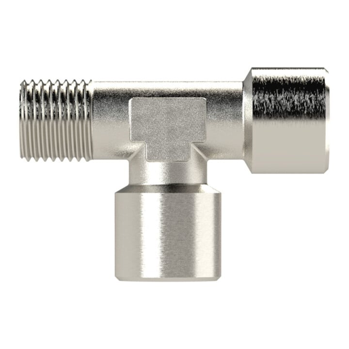 Riegler T-Stück, innen/innen/außen, G/R 3/8, SW 17, Messing vernickelt