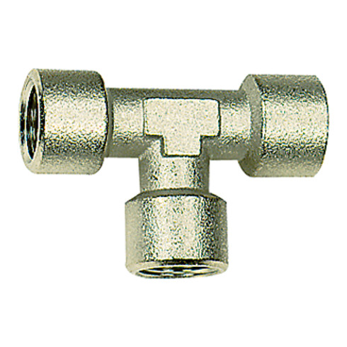 Riegler T-Stück, innen/innen/innen, M5, SW 9, Messing vernickelt