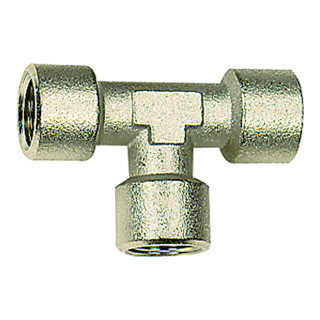 Riegler T-Stück, innen/innen/innen, G 3/4, SW 25, Messing vernickelt