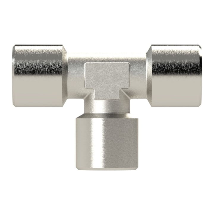 Riegler T-Stück, innen/innen/innen, G 3/4, SW 25, Messing vernickelt