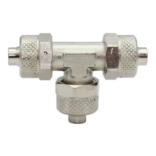 Riegler T-Verbinder, für Schlauch 4/2 mm, SW 9, Messing vernickelt