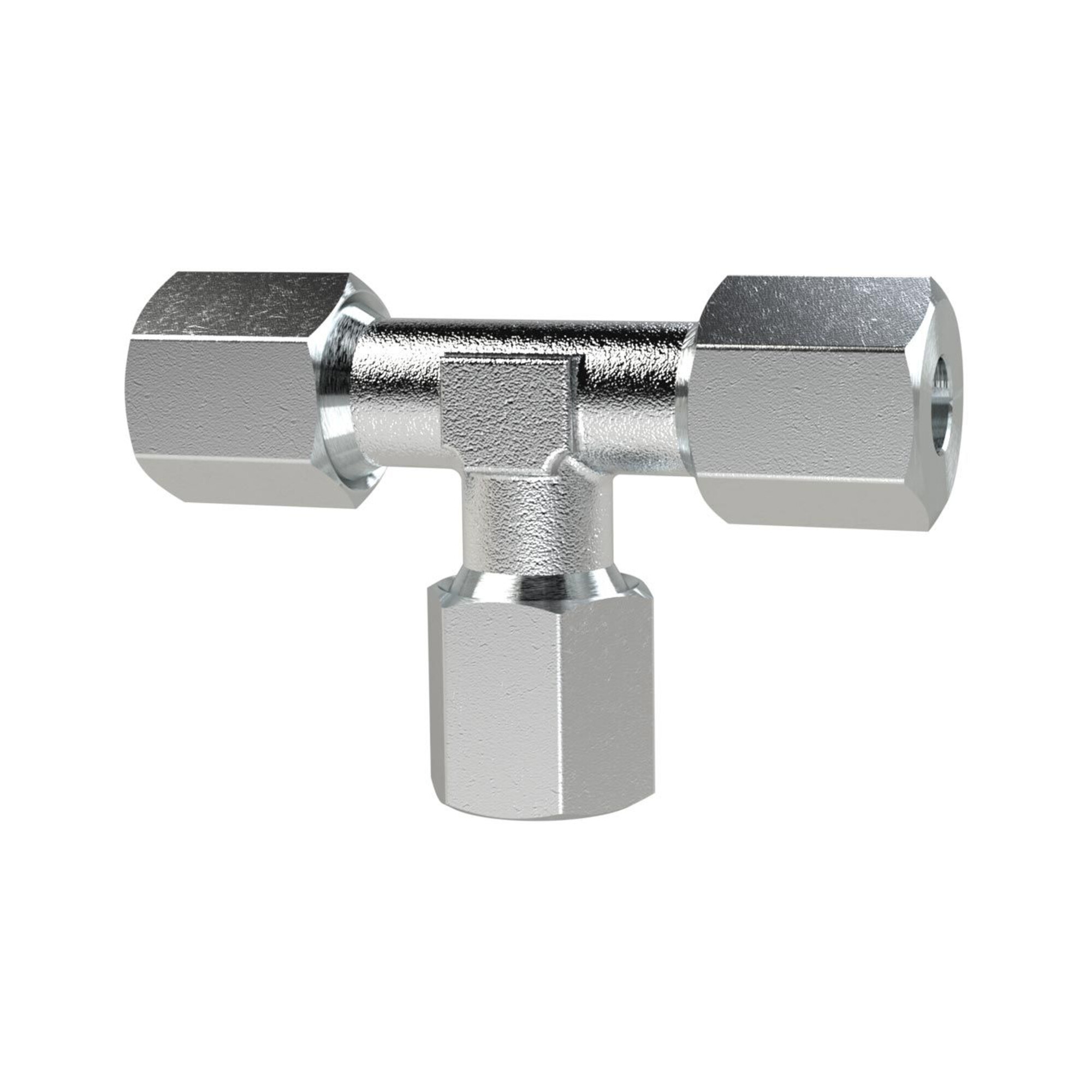 Riegler T-Verschraubung, Rohr-Außen-Ã ̃ 12 mm, Stahl verzinkt, 100 bar