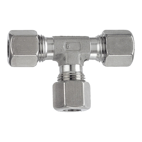 Riegler T-Verschraubung, Rohr-Außen-Ø 18 mm, Edelstahl 1.4571, 315 bar