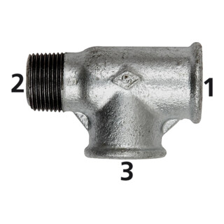 Riegler Té 134, FI/FI/ME, Rp/Rp/R 1 1/2, fonte malléable noire galvanisée