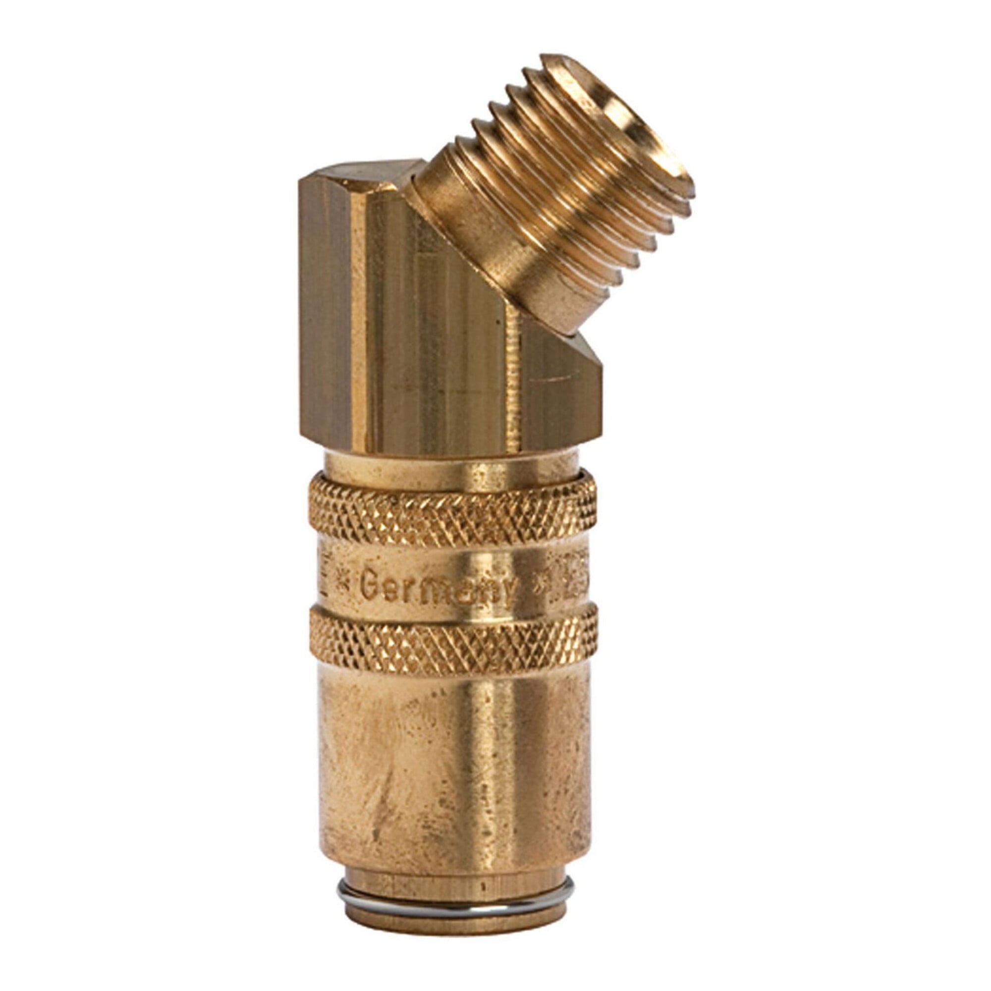 Riegler Temperierkupplung DN 6 mit AG, mit Absperrventil, G 1/4 45°