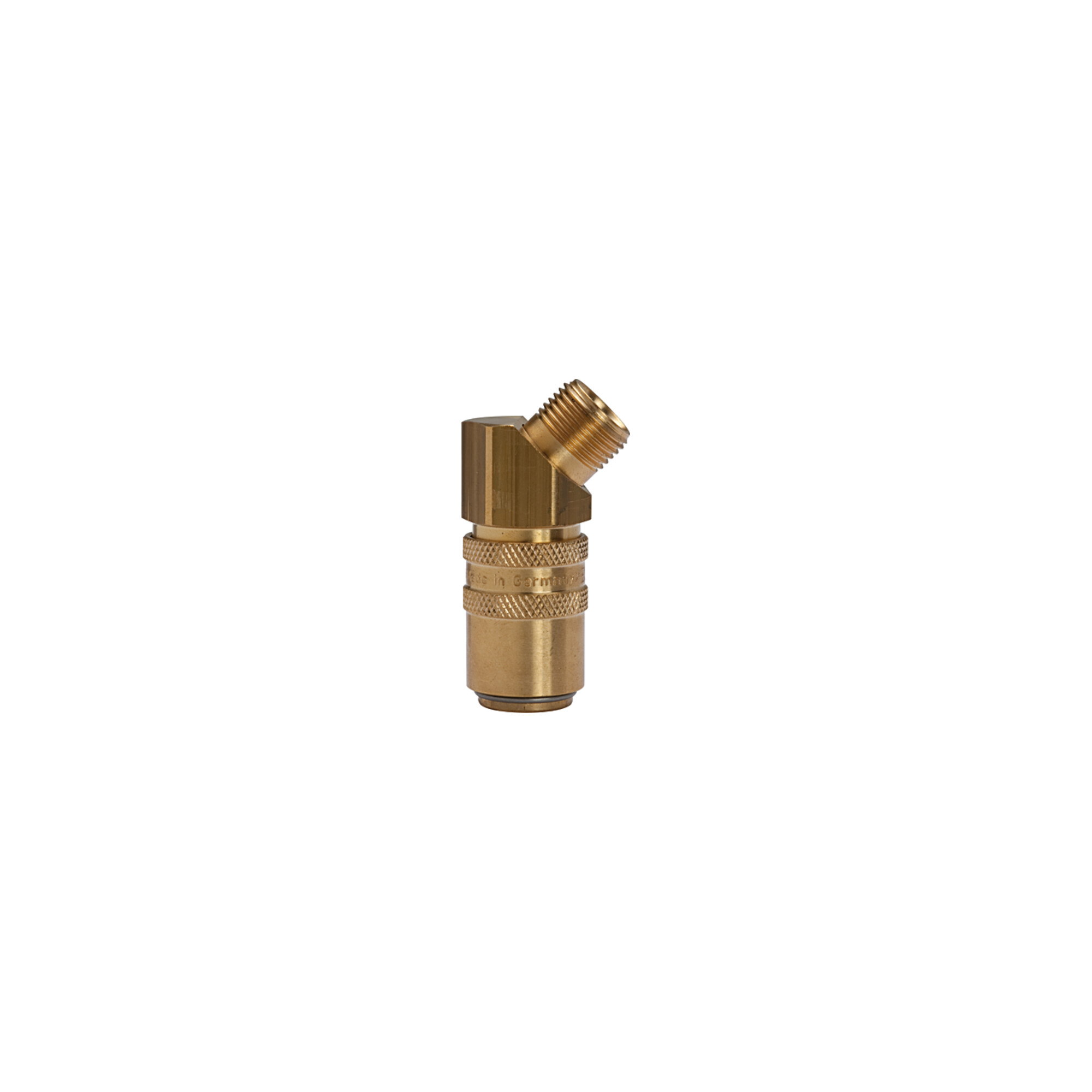 Riegler Temperierkupplung DN 9 mit AG, mit Absperrventil, G 3/8 45°