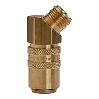 Riegler Temperierkupplung DN 9 mit AG, mit Absperrventil, G 3/8 45°