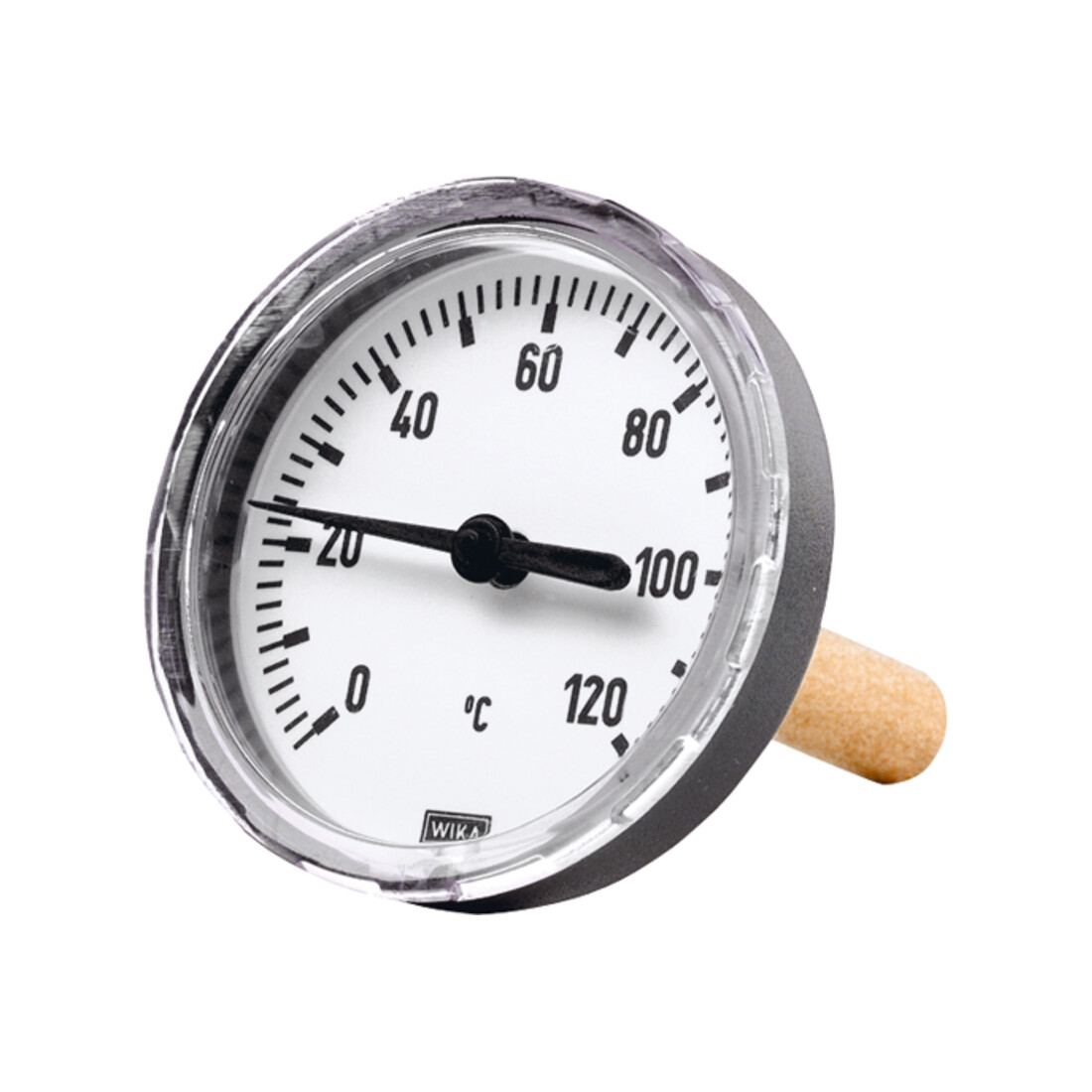 Riegler Thermomètre bimétallique, G 1/2 H, longueur de tige 40 mm, Ø80, jusqu’à 60°C