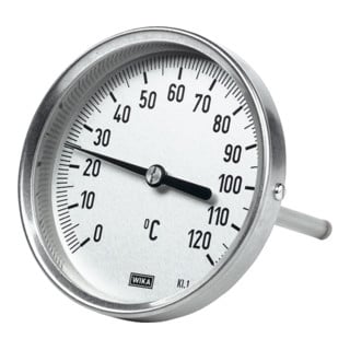 Riegler Thermomètre bimétallique, haute qualité, L1=100/L2=80, Ø 63, 0°C à 120°C