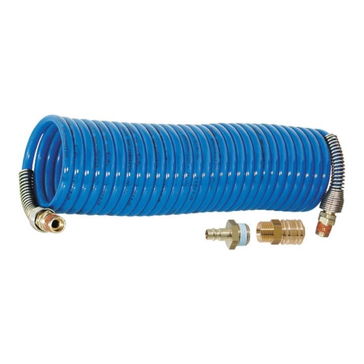 Riegler Tuyau spiralé 1/4 pouce en nylon avec raccord, Longueur de tuyau utile: 5 m