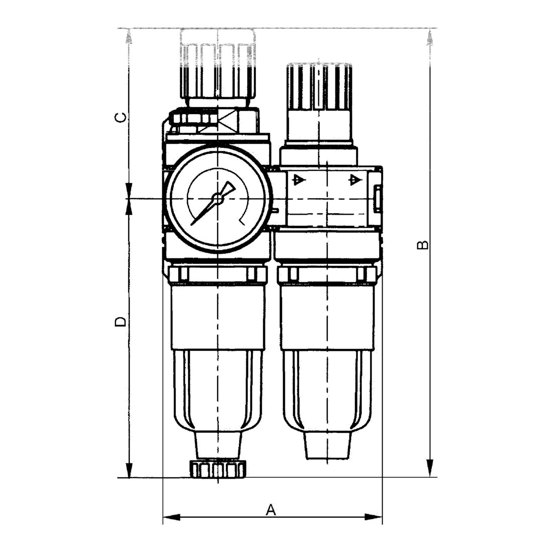 Riegler Unité de maintenance 2 pcs « multifix-mini », avec réservoir PC, G 1/8