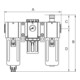 Riegler Unité de maintenance 3 pcs »GA«, récipient PC, BG 400, G1/2, 1,5-9 bar, VA