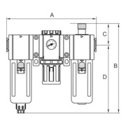 Riegler Unité de maintenance 3 pcs »GA«, récipient PC, BG 400, G1/2, 1,5-9 bar, VA-3