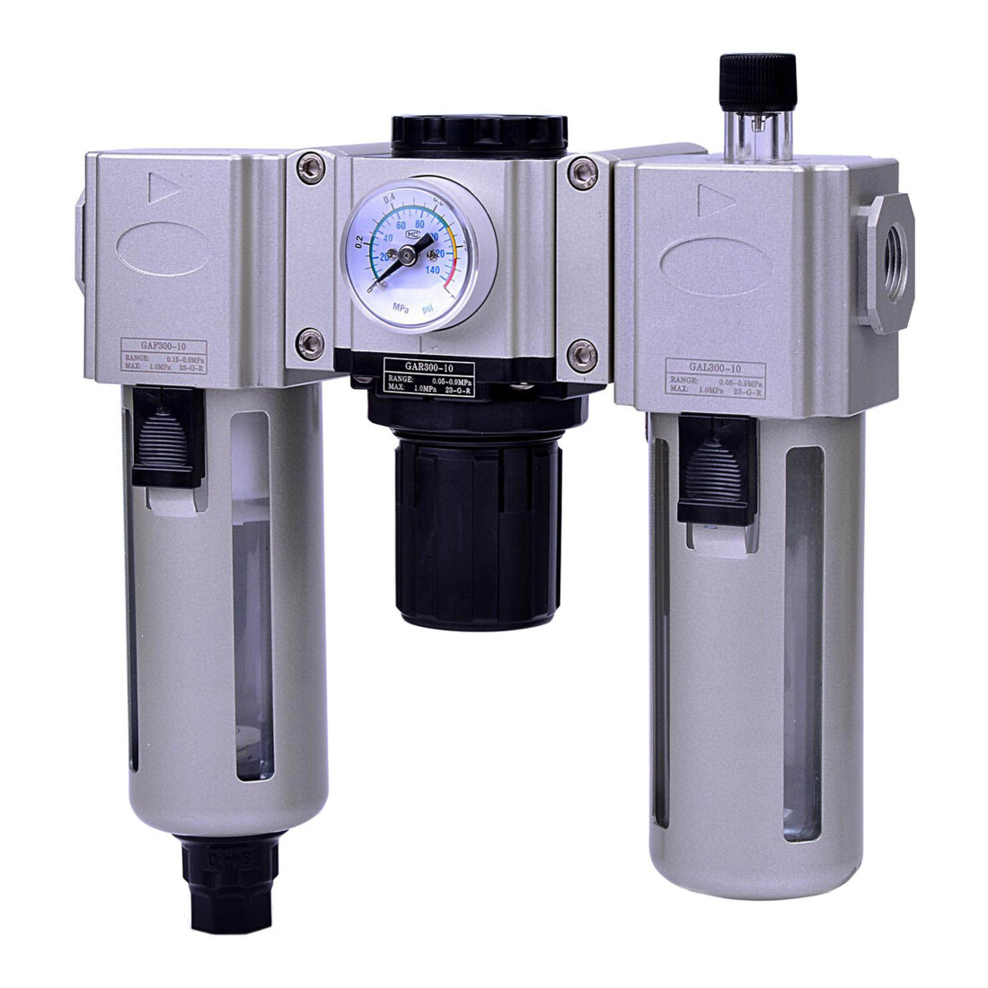 Riegler Unité de maintenance 3 pcs »GA«, réservoir PC, BG 400, G1/2, 1,5-9 bar, H