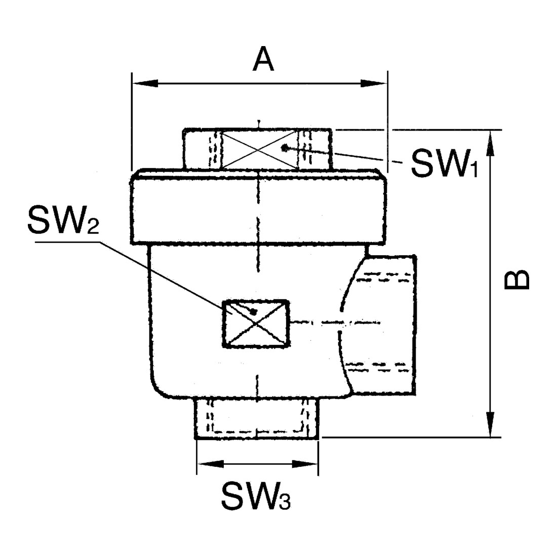 Riegler Valve de purge rapide, G 1/2, SW1 26, SW2 26, SW3 26