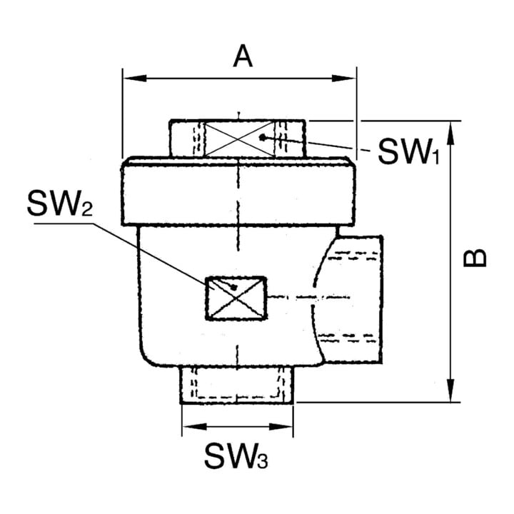 Riegler Valve de purge rapide, G 1/2, SW1 26, SW2 26, SW3 26