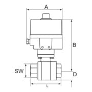Riegler Vanne 2 voies en laiton, actionneur électrique, 230 V AC, 50 Hz, Rp 1 1/2-3