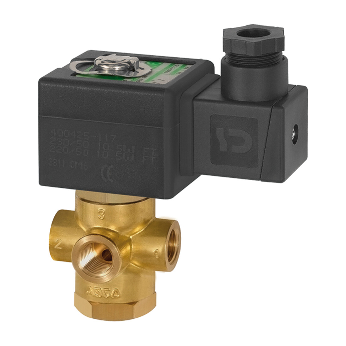 Riegler Vanne 3/2 voies MV.,MS,NC, direct 230 V, 50-60 Hz, NBR, Rp 1/4, PN 0-6 bar