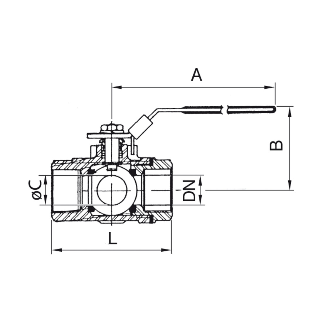 RIEGLER Robinet à tournant sphérique 3 voies avec perçage en T, inox