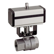 Riegler Vanne à boisseau sphérique inox, entraînement pneumatique, double effet, Rp 1-1