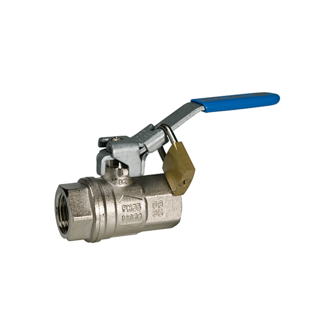 Riegler Vanne à boule de sécurité verrouillable sans ventilation, laiton nickelé Rp 1/2