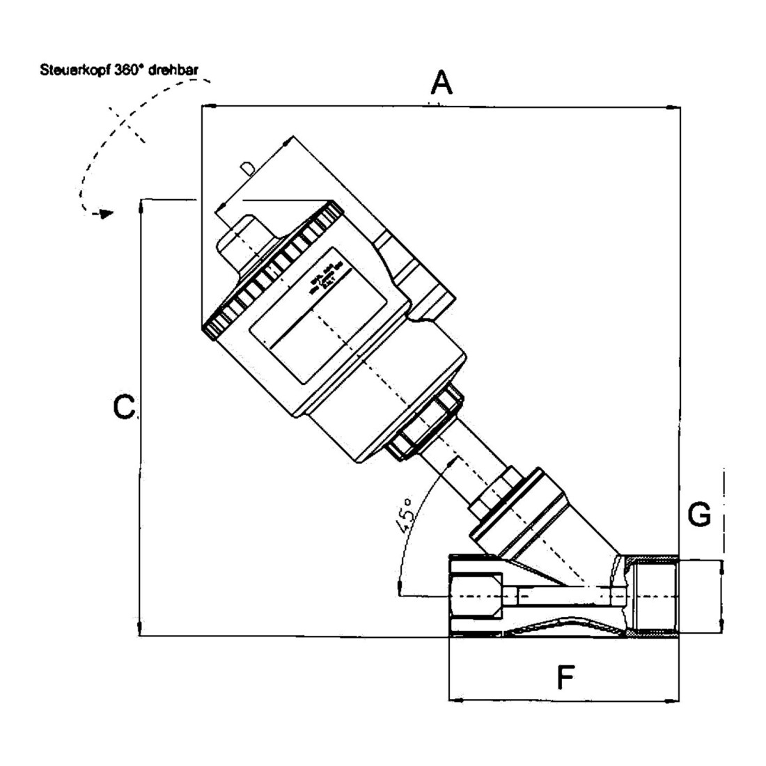 Riegler Vanne d'angle sans interface NAMUR, ES, G 3/4, max. 10 bar