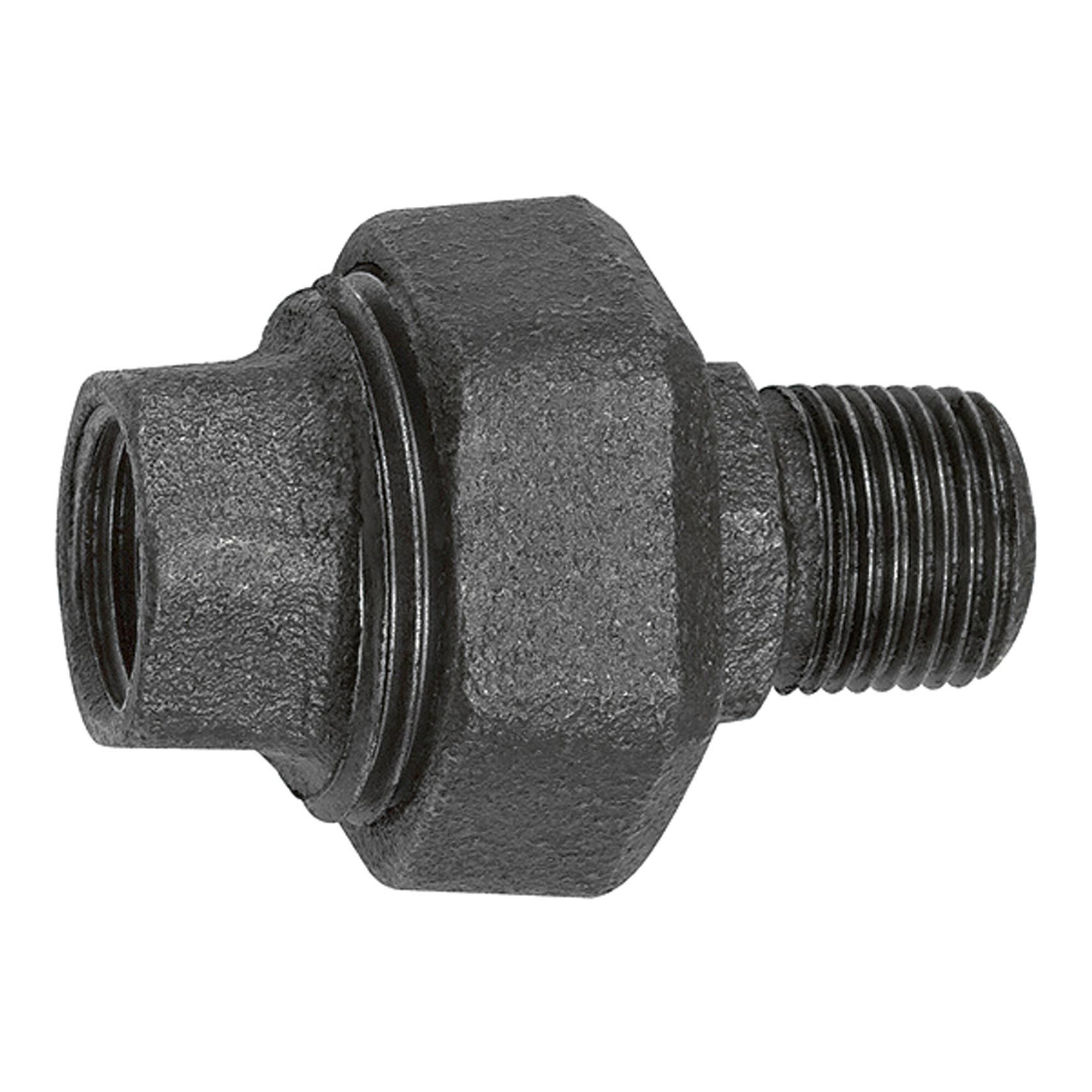 Riegler Verschraubung 331, flachdicht., R 1 1/2, Rp 1 1/2,Temperg. schw.