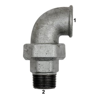 Riegler Verschraubung Bogen 98 IG/AG, Rp 2, R 2, schw. Temperguss