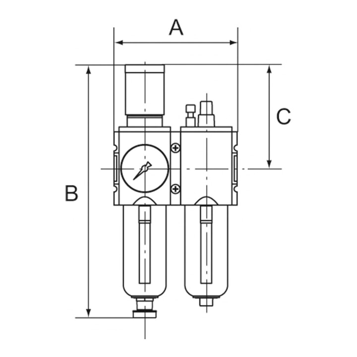 Riegler Wartungseinheit 2-tlg. »FUTURA«, MBeh., BG4, G 3/4, 0,1-2 bar, VA
