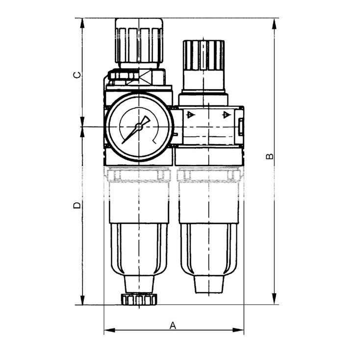 Riegler Wartungseinheit 2-tlg. »multifix-mini«, mit PC-Behälter, G 1/4