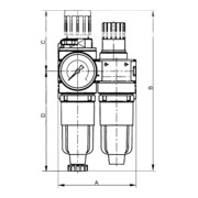 Riegler Wartungseinheit 2-tlg. »multifix-mini«, mit PC-Behälter, G 1/8-3