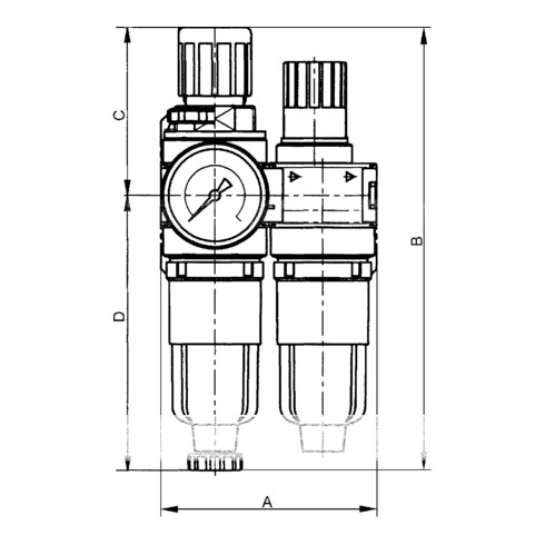 Riegler Wartungseinheit 2-tlg. »multifix-mini«, mit PC-Behälter, G 1/8