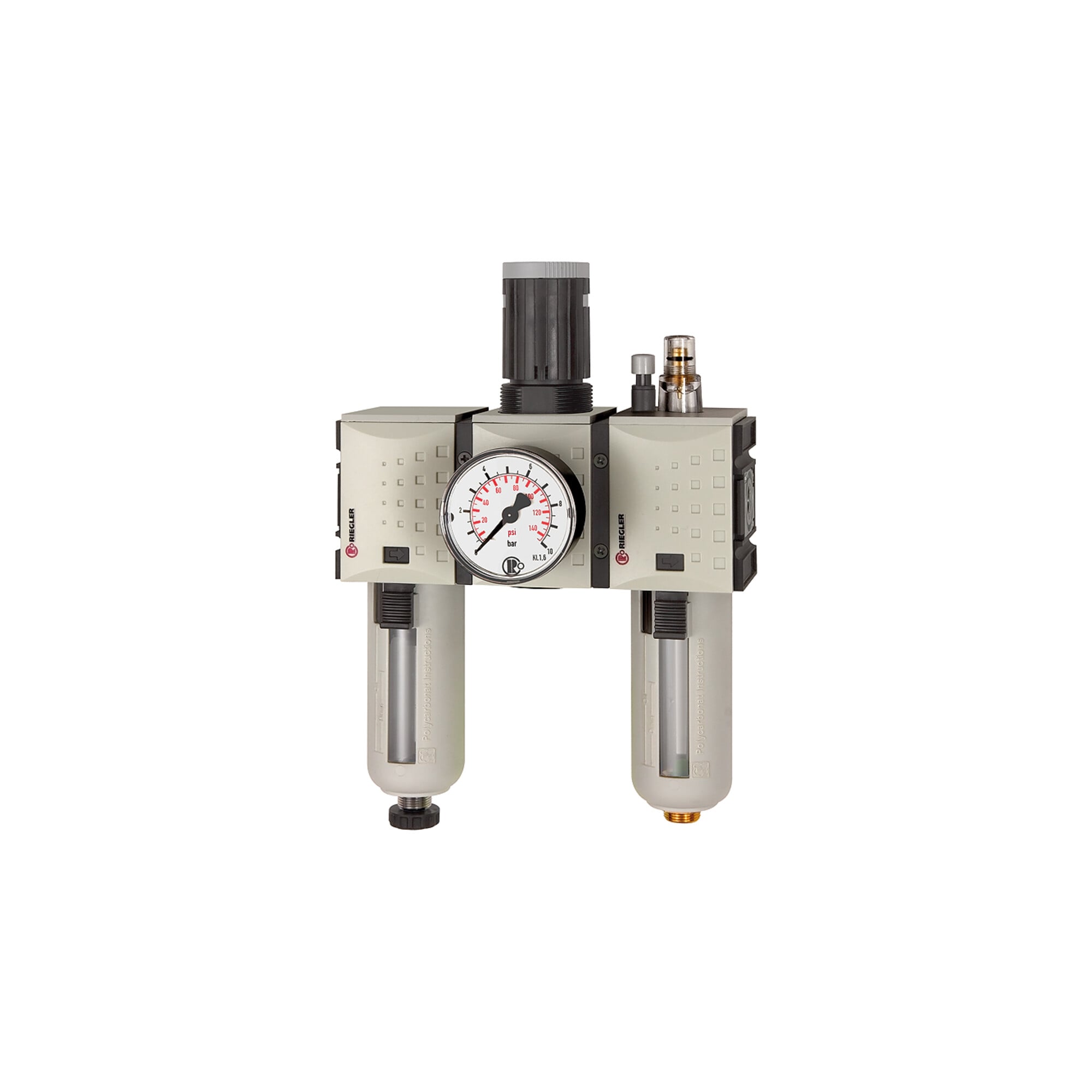 Riegler Wartungseinheit 3-tlg. »FUTURA«, PC, BG 1, G 1/4, 0,1 - 1 bar, HA