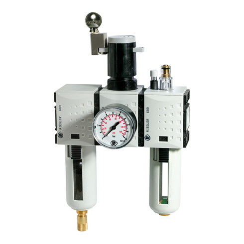 Riegler Wartungseinheit 3-tlg. »FUTURA«, PC, BG 2, G 1/2, 0,5-16 bar, VA