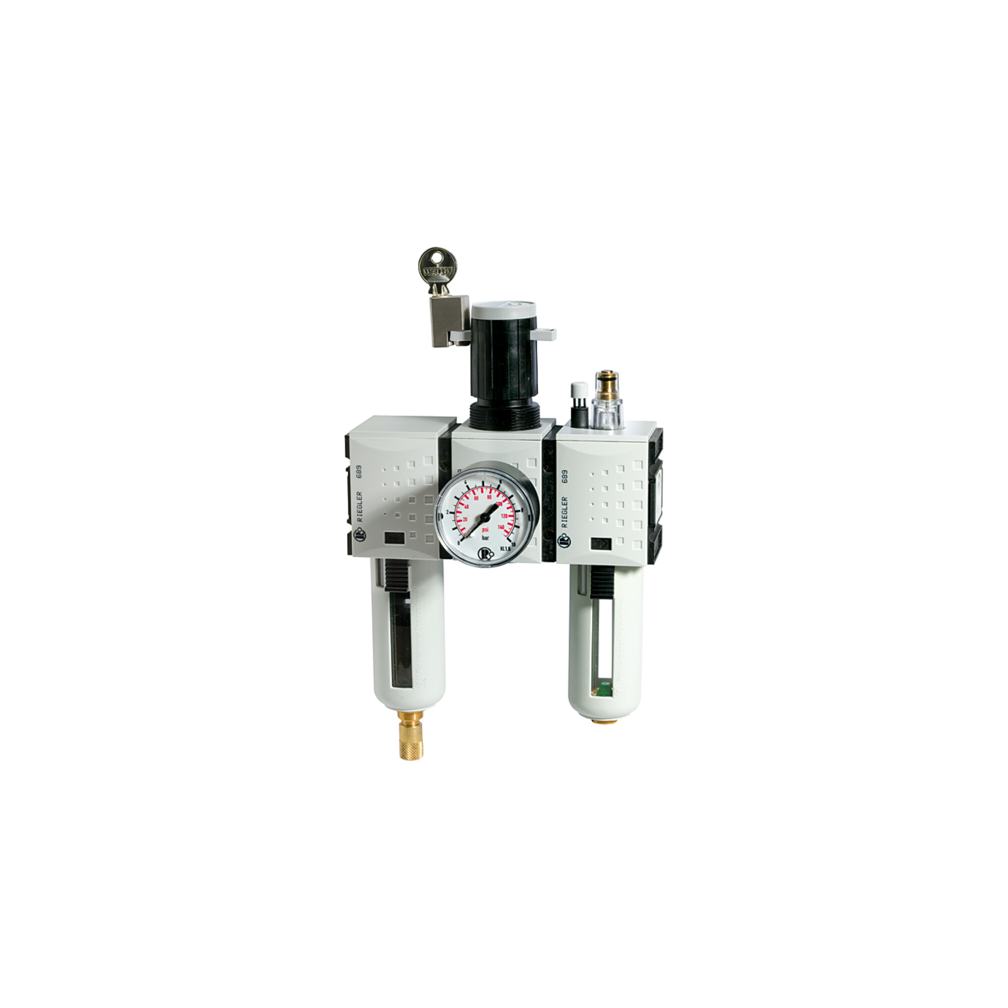 Riegler Wartungseinheit 3-tlg. »FUTURA«, PC, BG 2, G 1/2, 0,5-16 bar, VA
