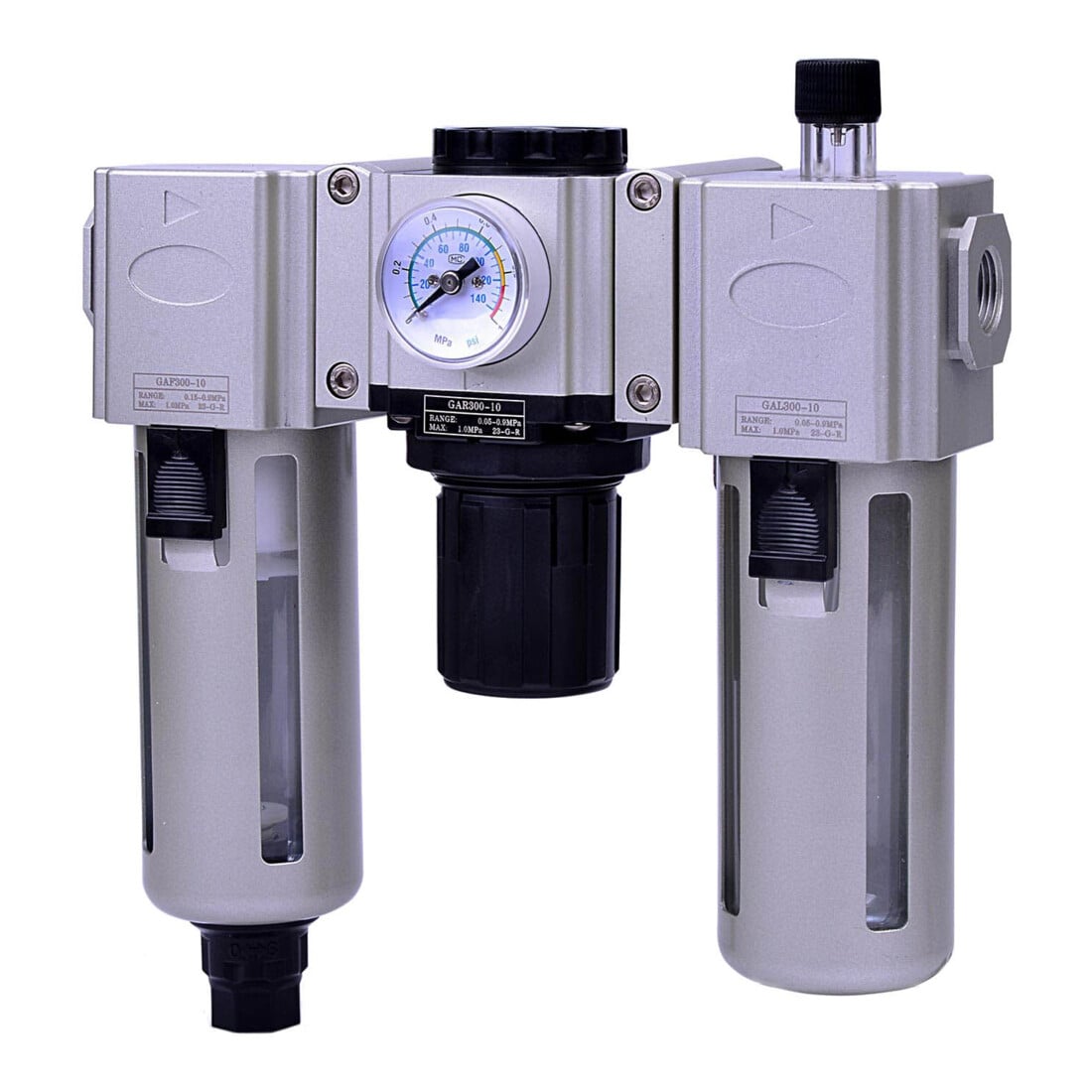 Riegler Wartungseinheit 3-tlg. »GA«, PC-Beh., BG 400, G1/2, 1,5-9 bar, VA