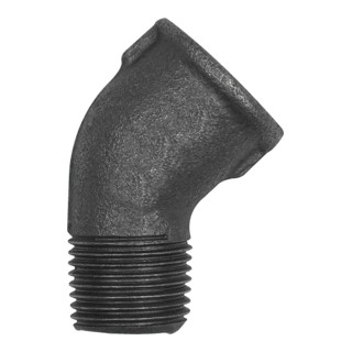 Riegler Winkel 121, 45°, Rp 1 1/2 i., R 1 1/2 a., Temperguss schwarz
