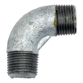 Riegler Winkel 94, 90°, AG/AG, R 3/4, schwarzer Temperguss feuerverz.