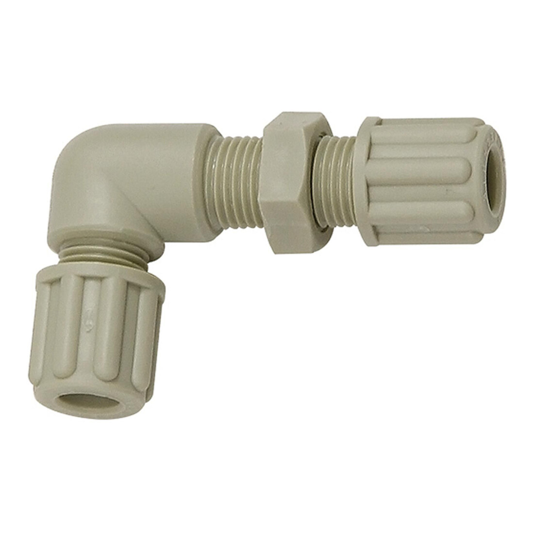 Riegler Winkel-Schottverbindung, M16x1,5, für Schlauch 8/10 mm, SW 22, PP