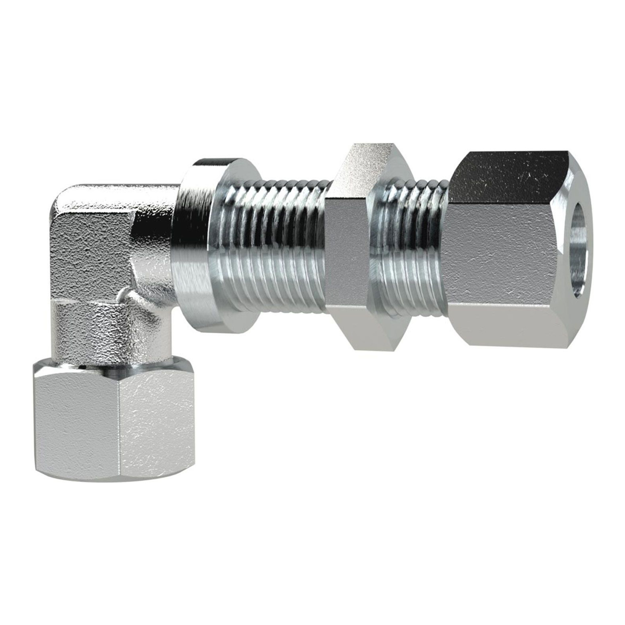 Riegler Winkel-Schottverschraubung, Rohr-Außen-Ã ̃ 20 mm, Stahl verzinkt