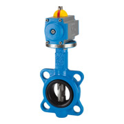 Riegler Zwischenflansch-Absperrklappe, pneu. Stellantrieb einfachw. DN 40