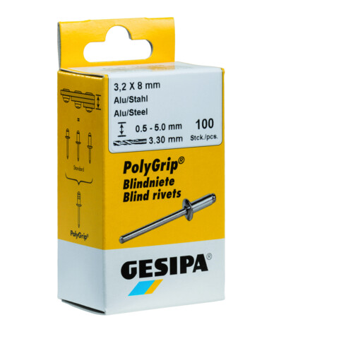 Rivet POP PolyGrip® tige de rivet d x l 4,8 x 10 mm acier / acier 50 un. GESIPA