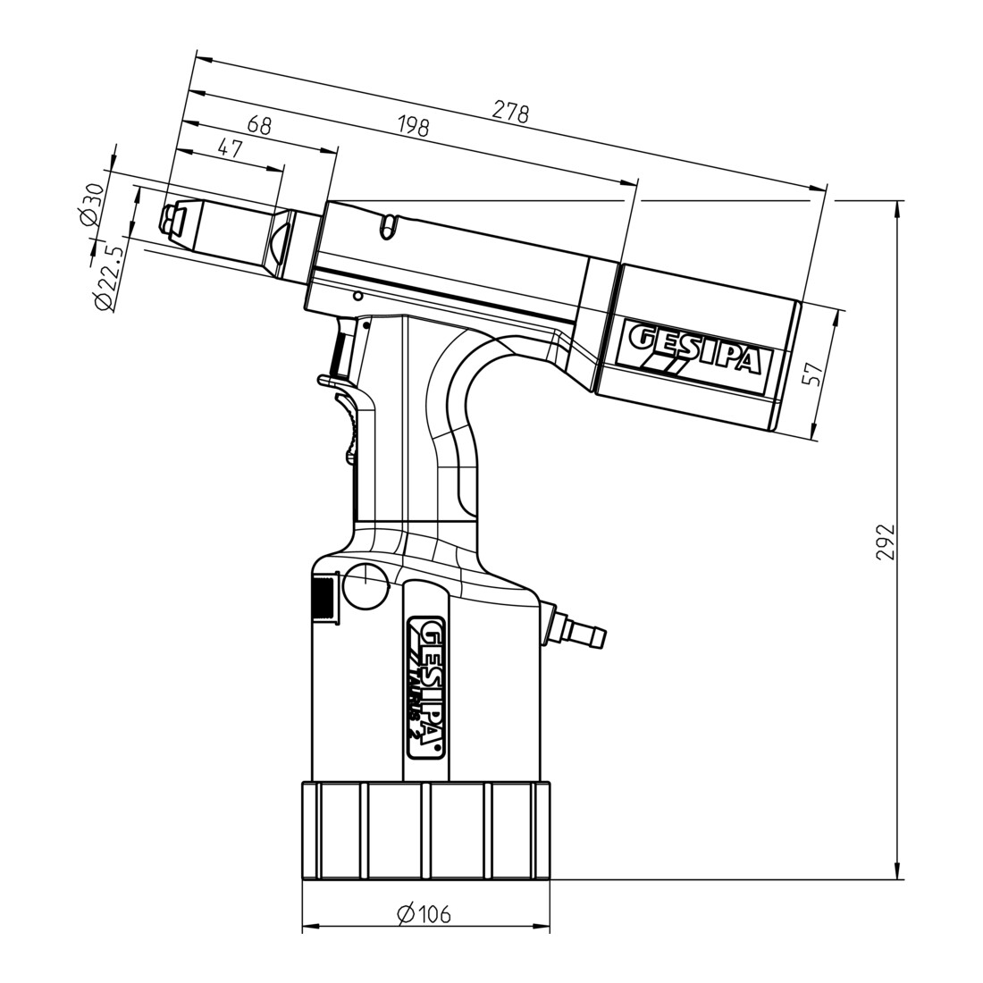 Riveteuse d'écrous aveugles TAURUS® 2 pression de service 5 - 7 bars GESIPA