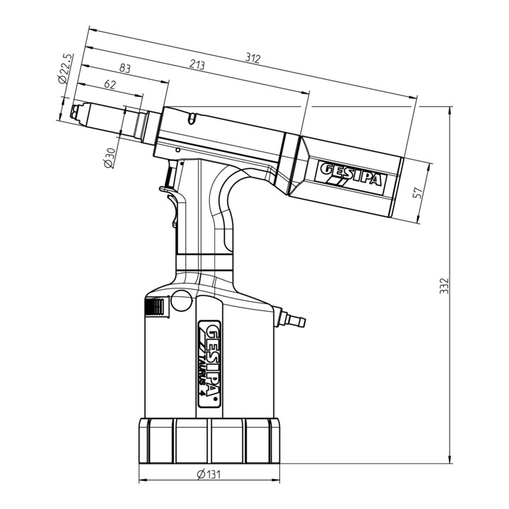 Riveteuse d'écrous aveugles TAURUS® 4 pression de service 5 - 7 bars GESIPA